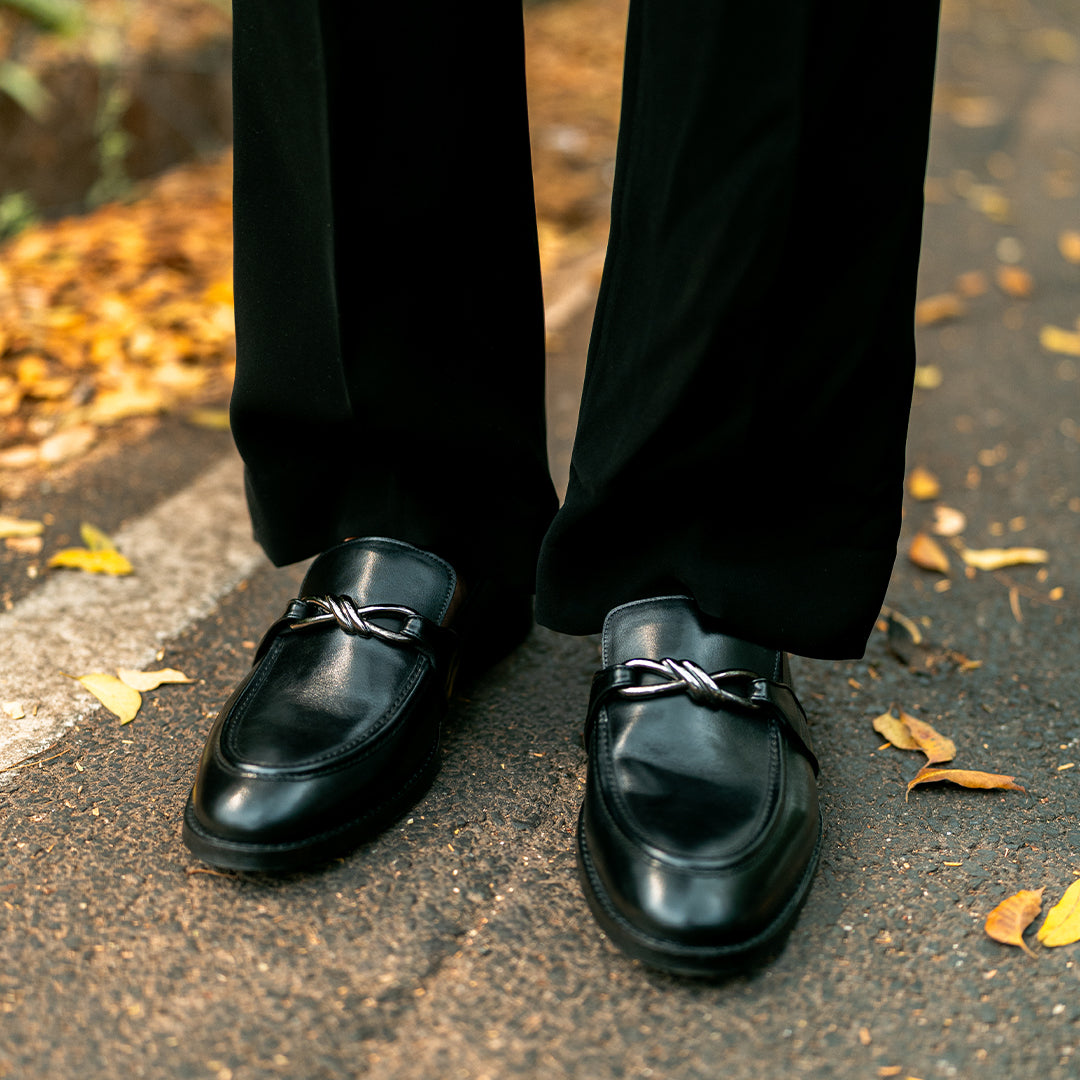 Raven Black Leather Moccasins