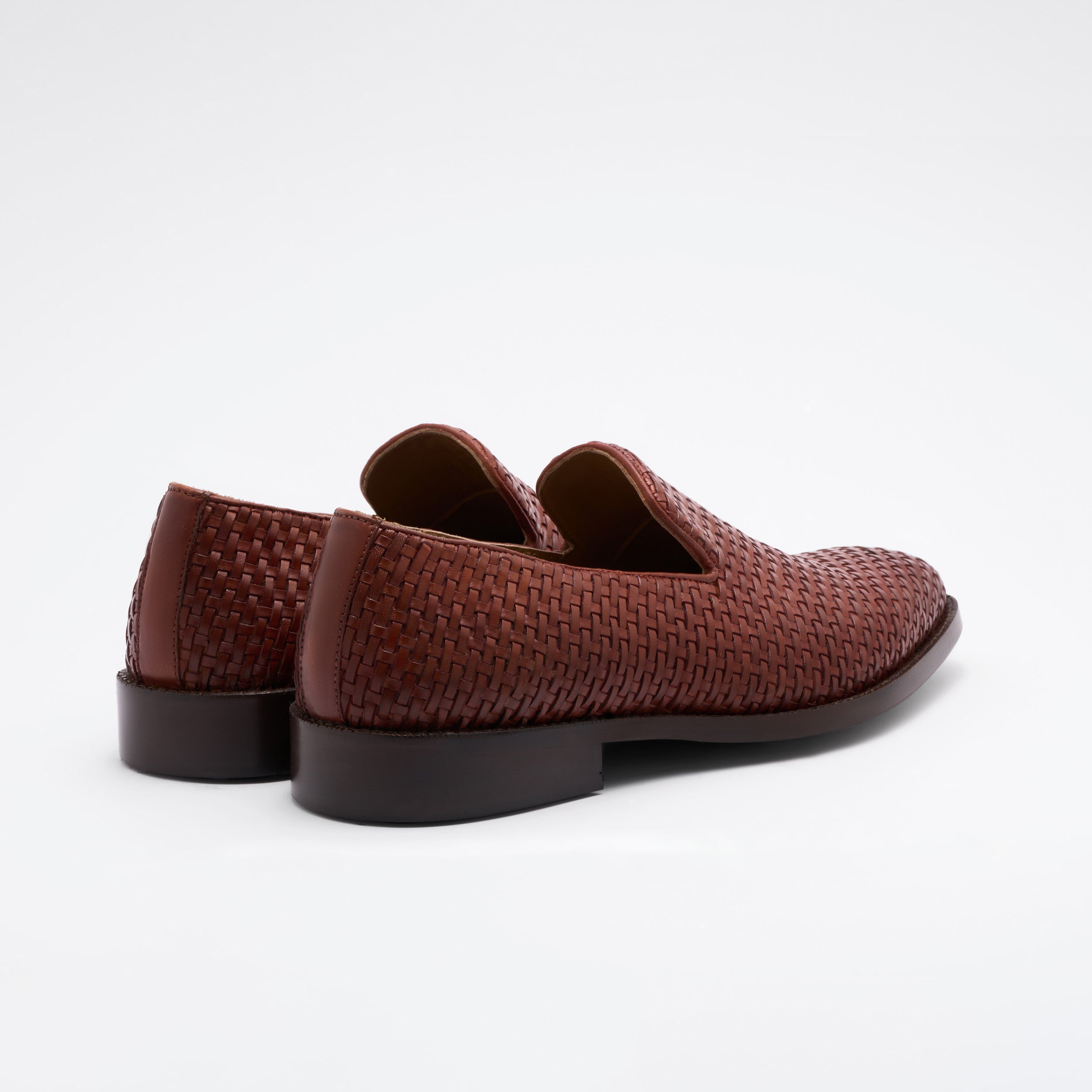 Tan Weaved Cuban Slip Ons
