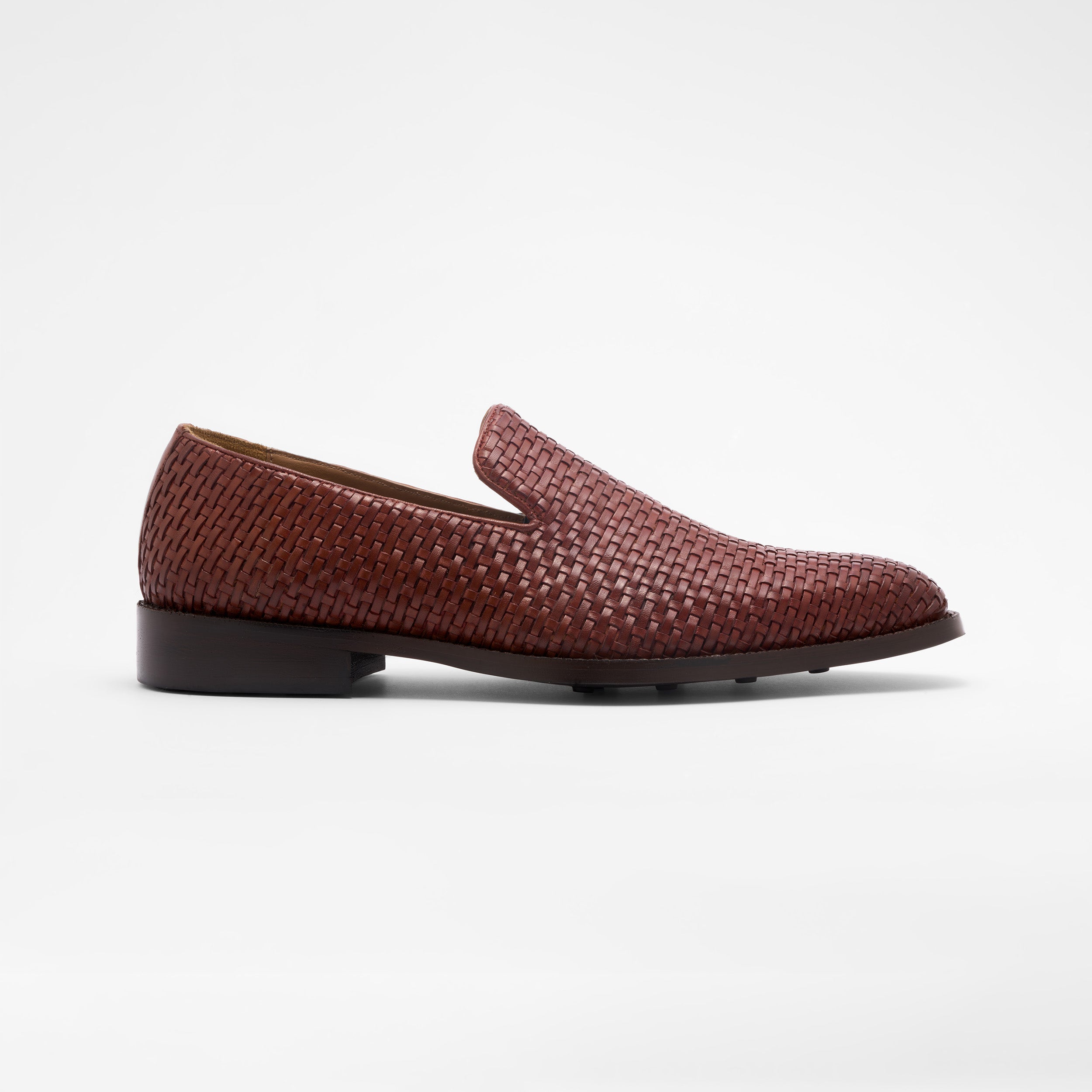 Tan Weaved Cuban Slip Ons