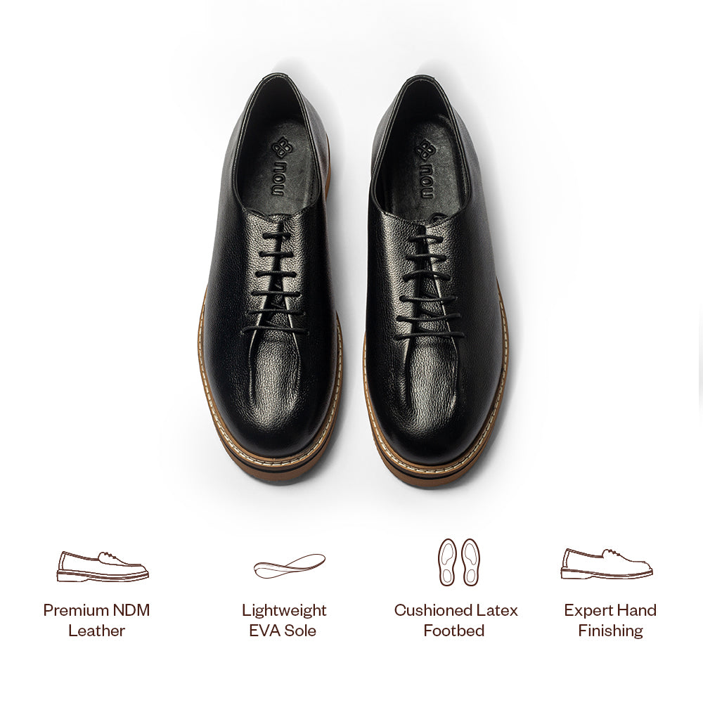 Black Leather Lace-Ups