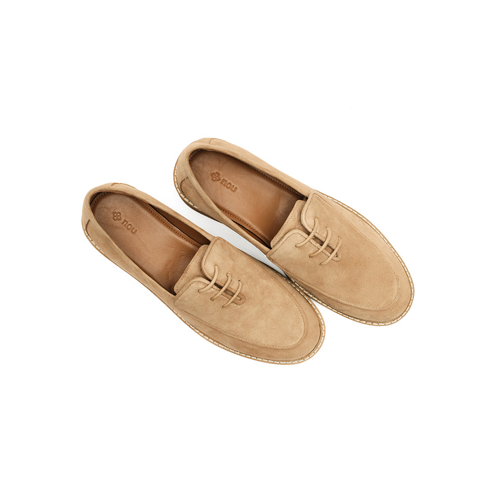 Beige Suede Lace-Up