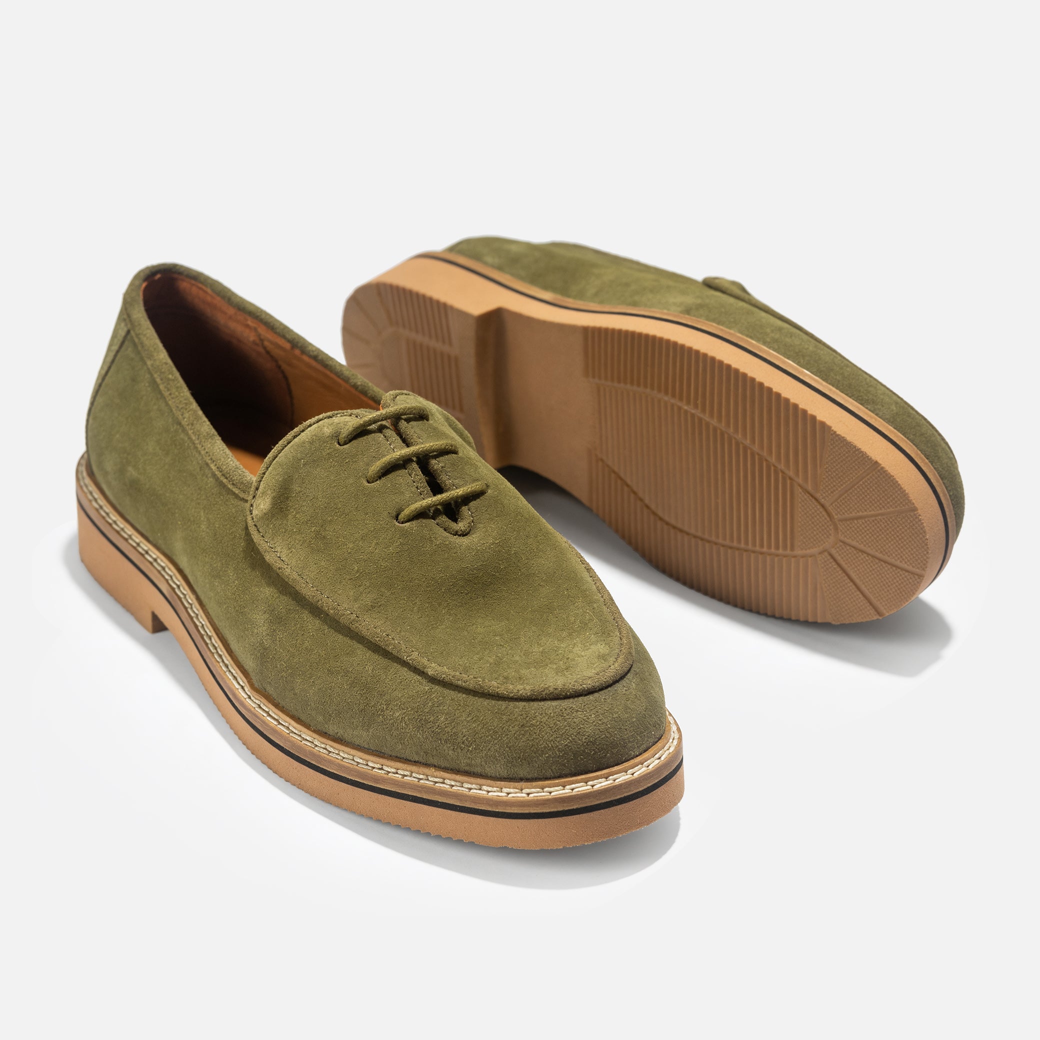 Olive Suede Lace-Up