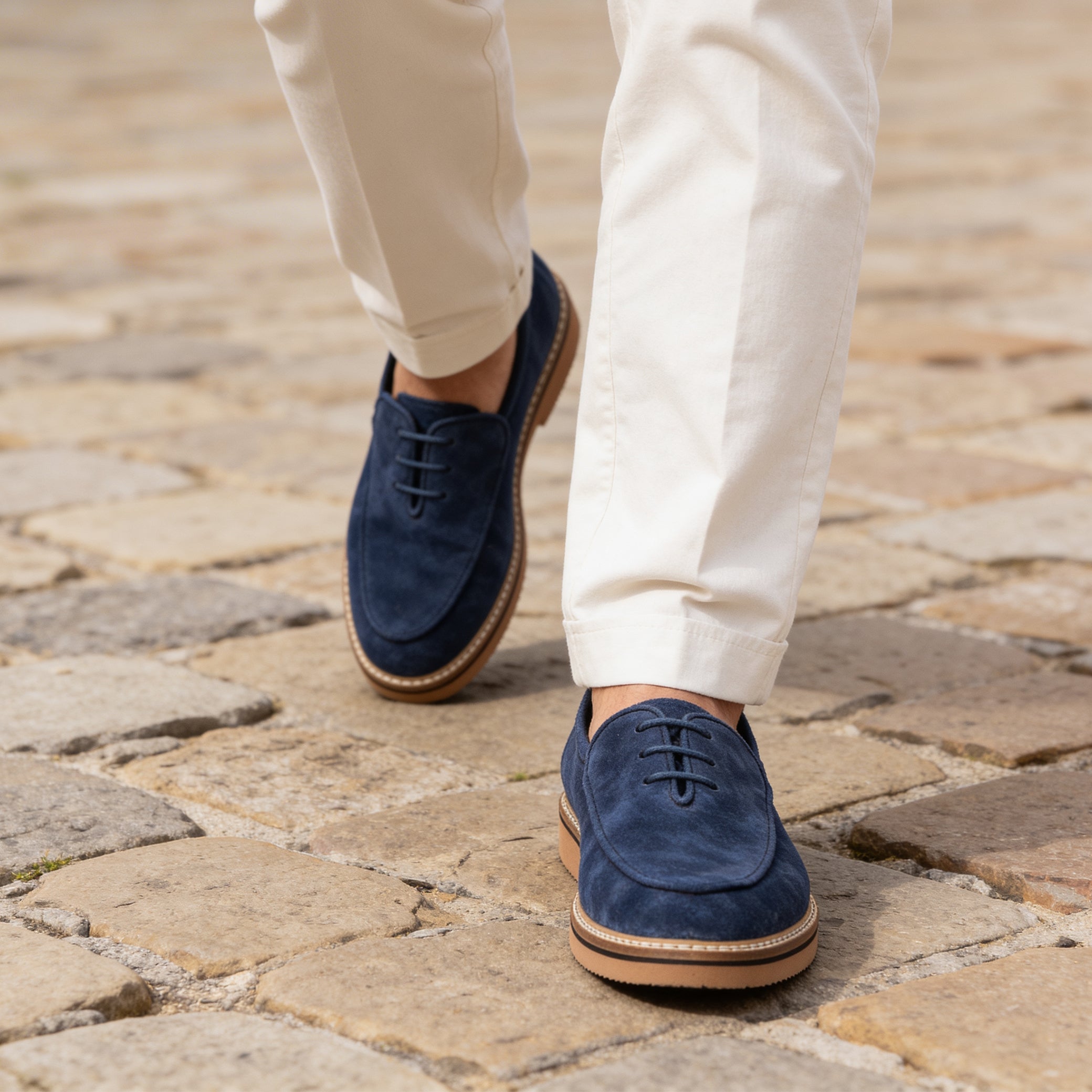 Navy Suede Lace-Up