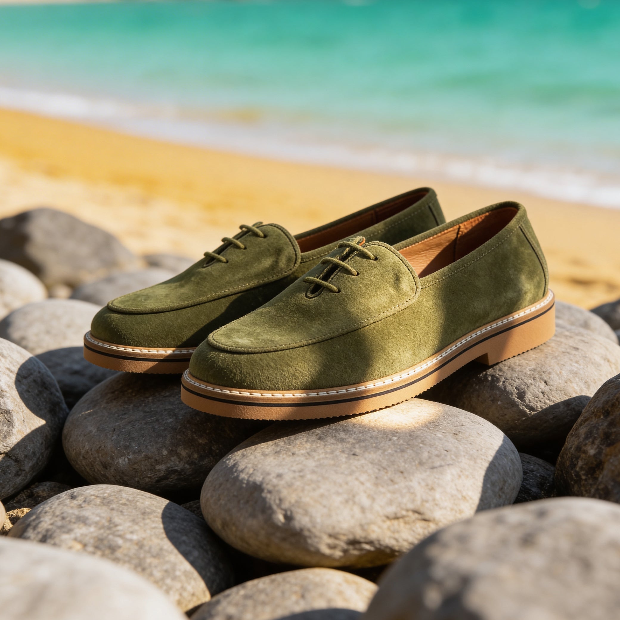 Olive Suede Lace-Up