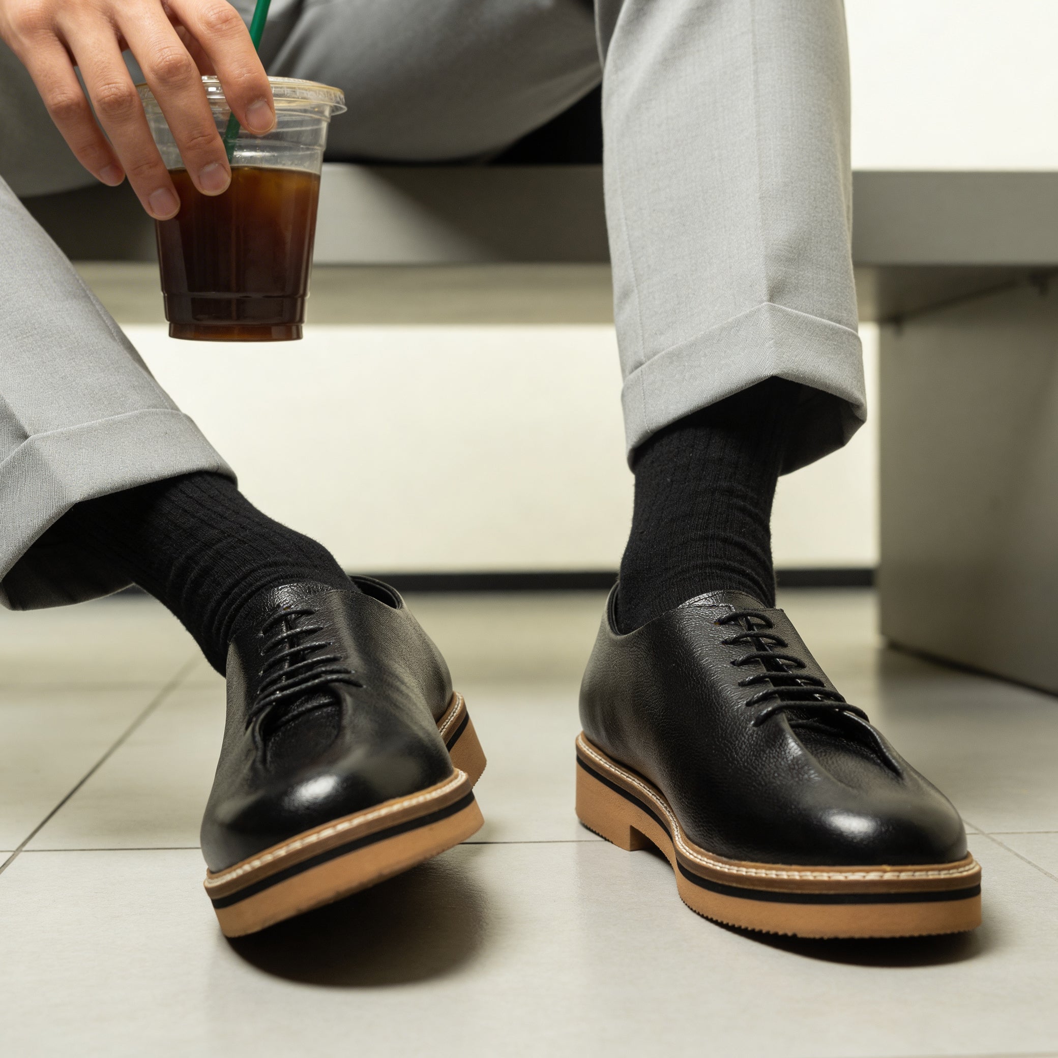 Black Leather Lace-Ups