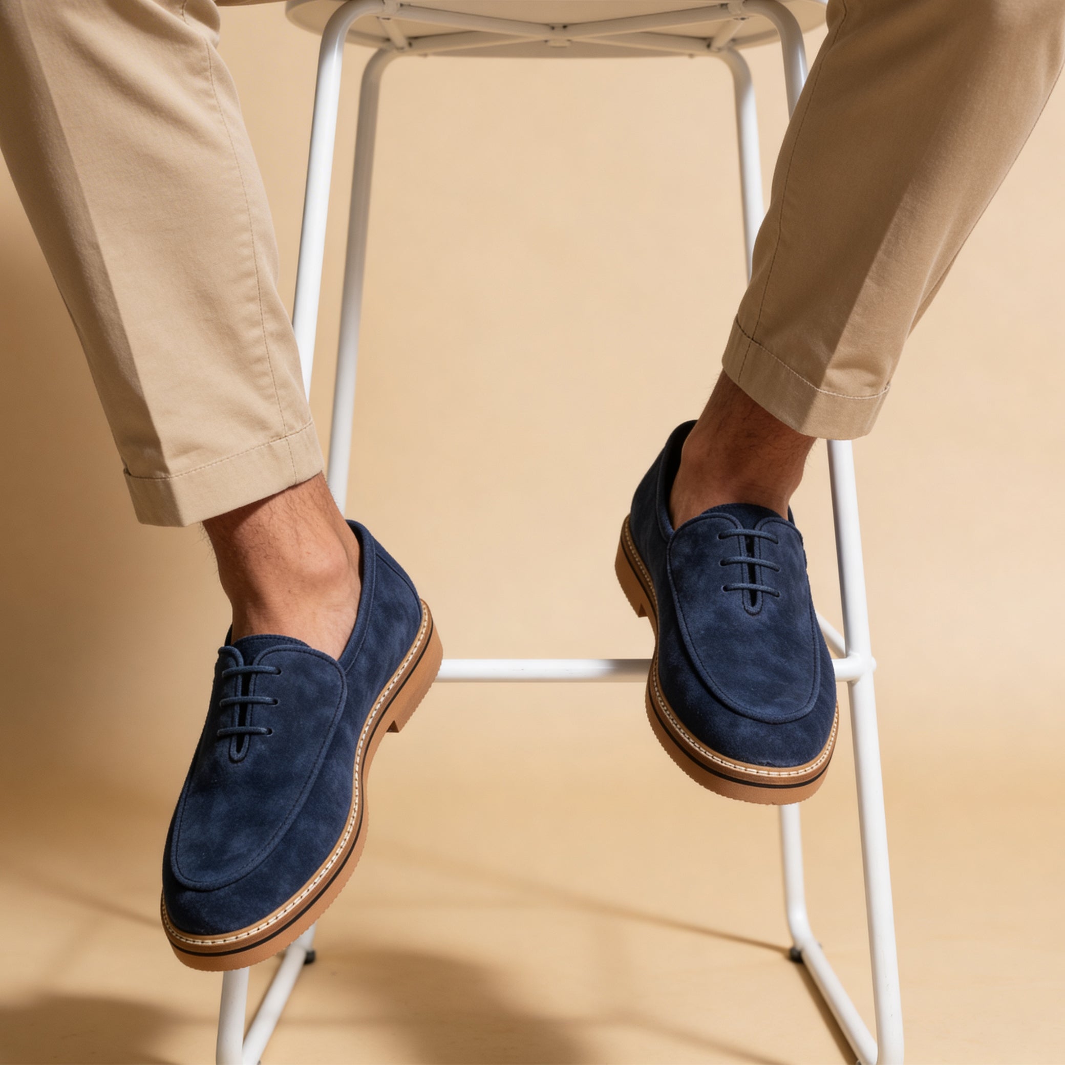 Navy Suede Lace-Up
