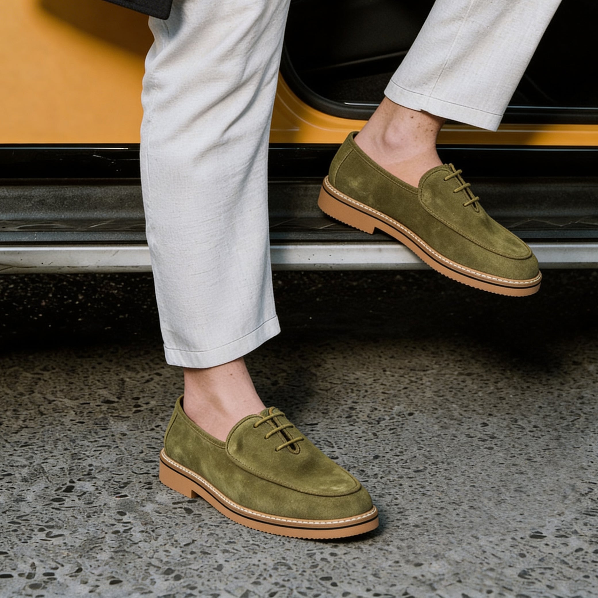 Olive Suede Lace-Up
