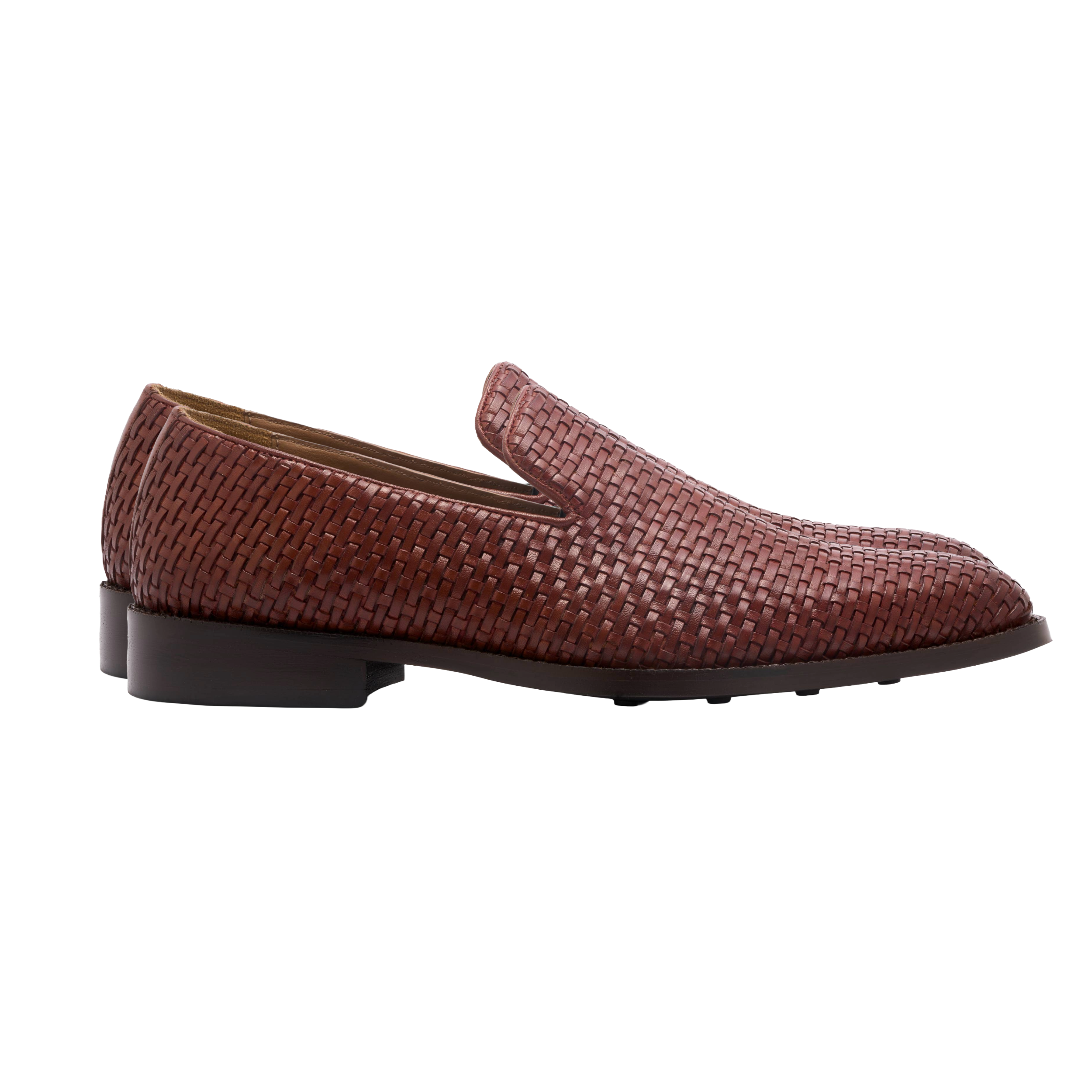 Tan Weaved Cuban Slip Ons