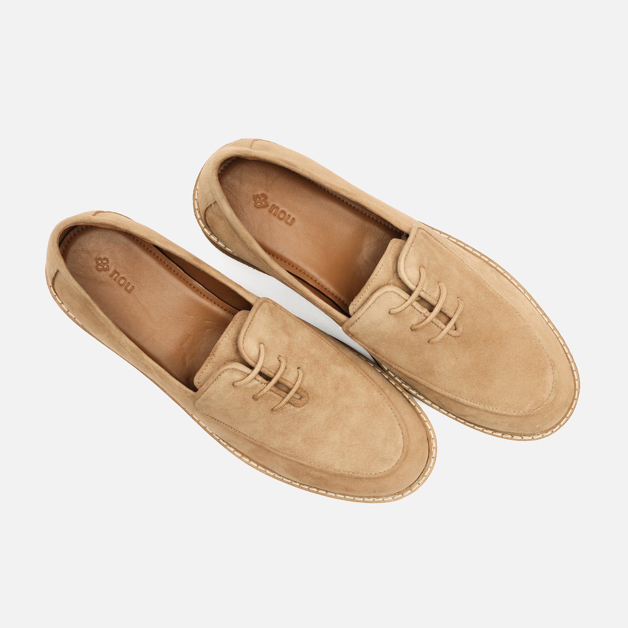 Beige Suede Lace-Up