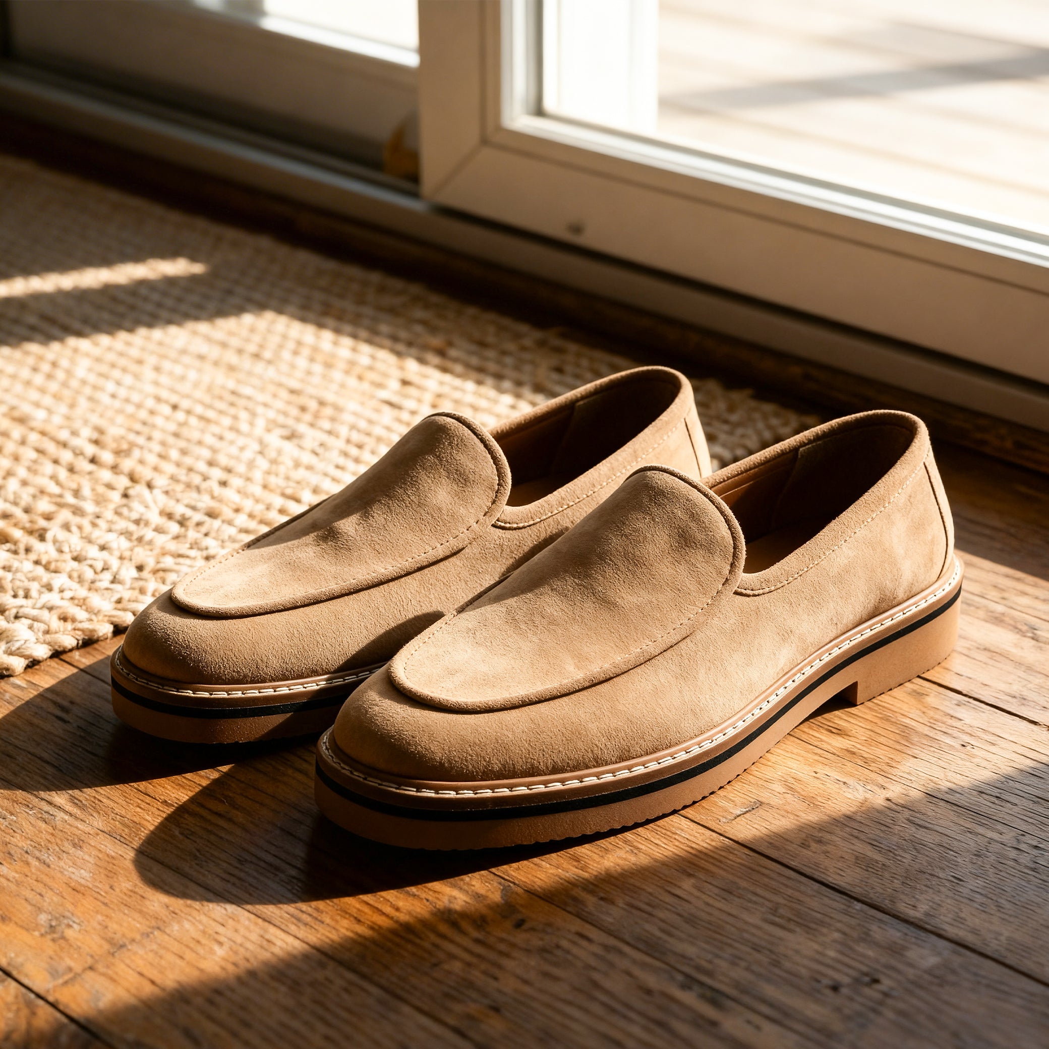 Beige Suede Slip-On