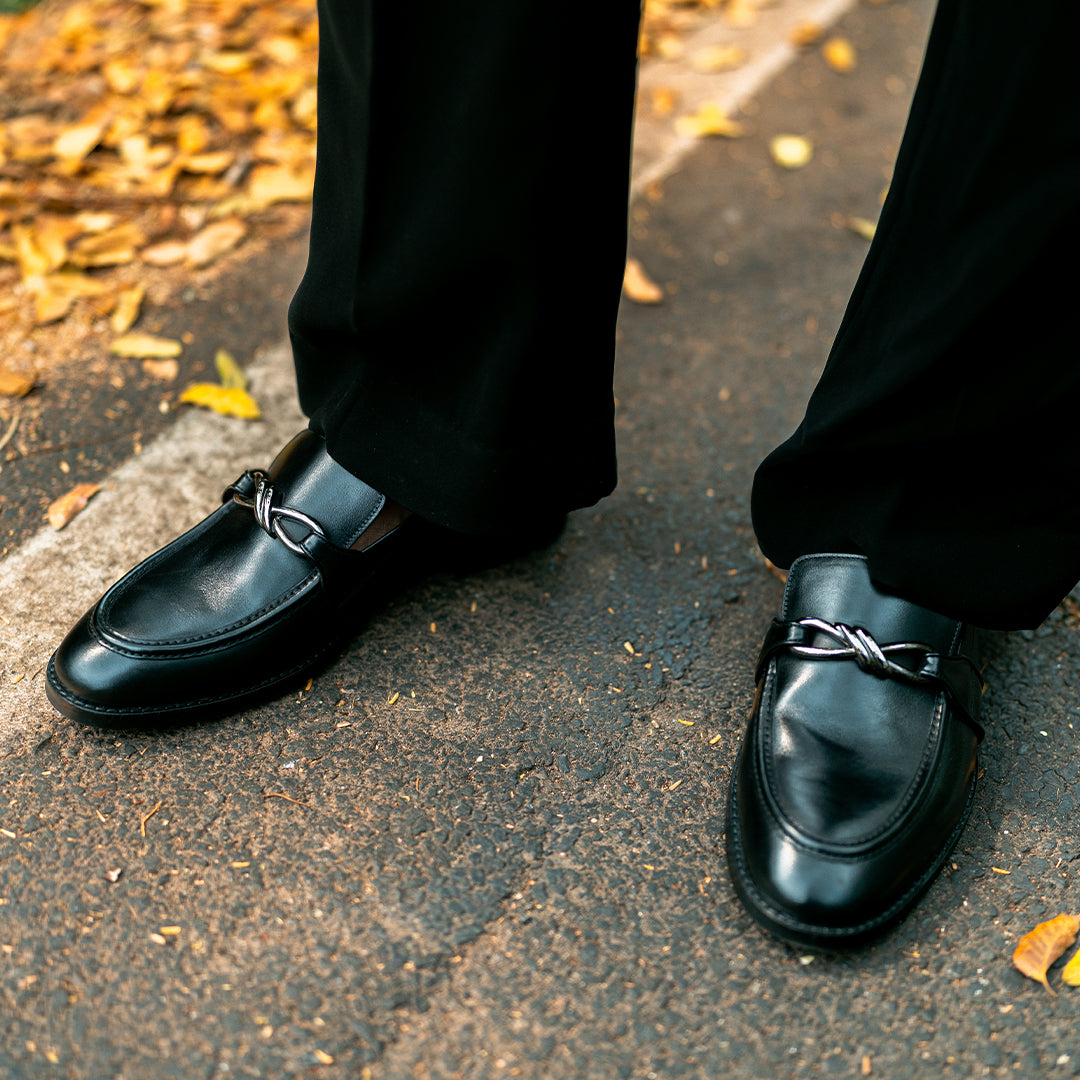 Raven Black Leather Moccasins