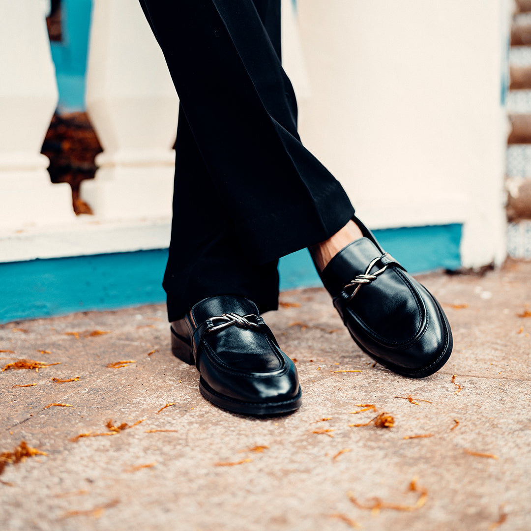 Raven Black Leather Moccasins