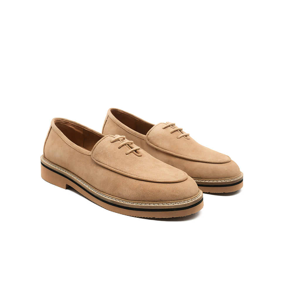 Beige Suede Lace-Up