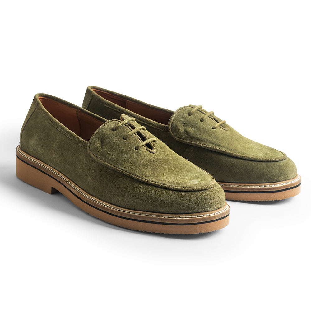 Olive Suede Lace-Up