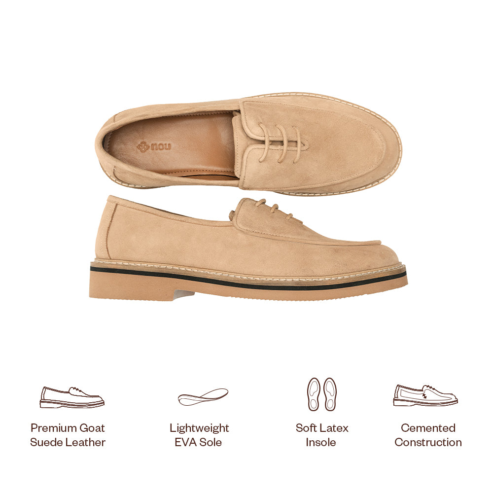 Beige Suede Lace-Up