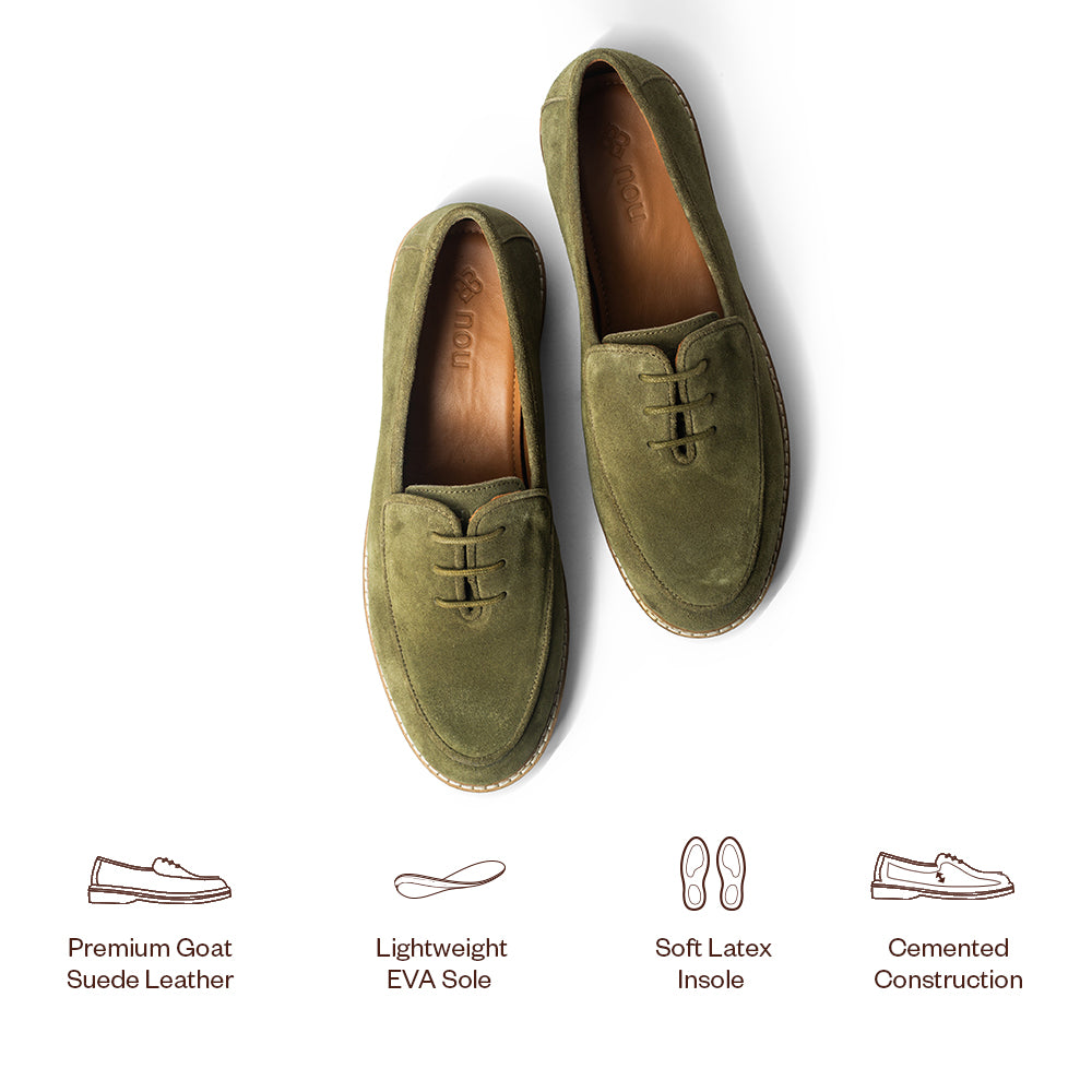 Olive Suede Lace-Up