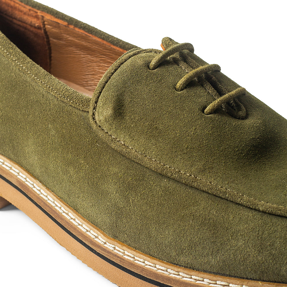 Olive Suede Lace-Up