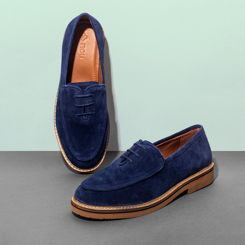 Navy Suede Lace-Up