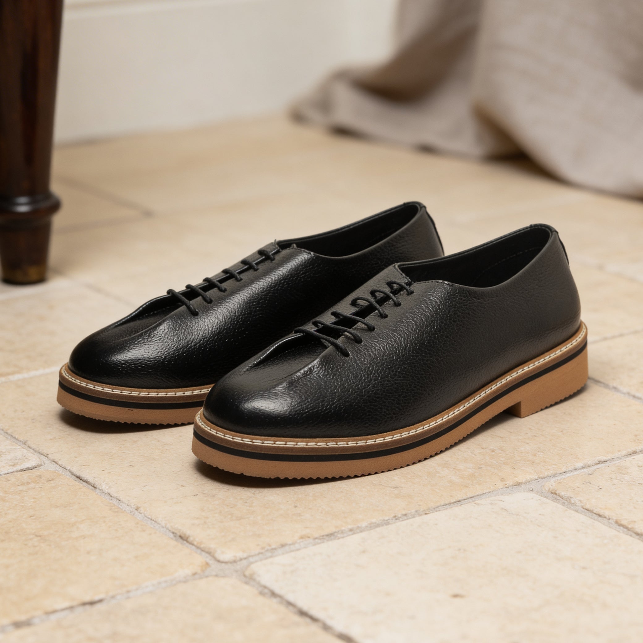 Black Leather Lace-Ups