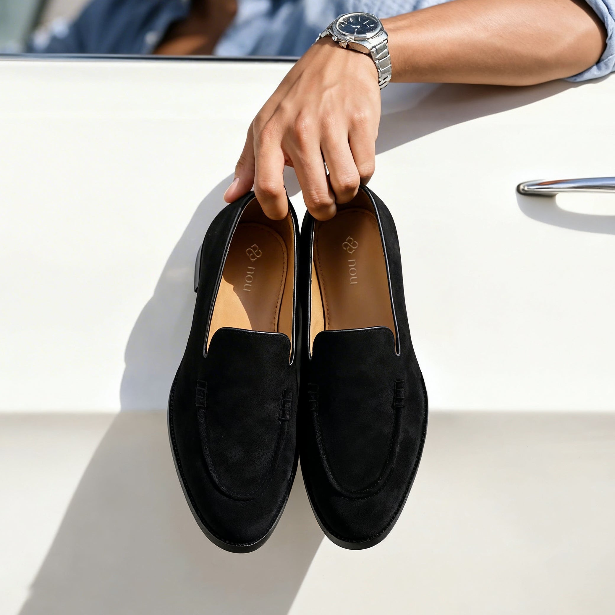 Black Signature Slip Ons