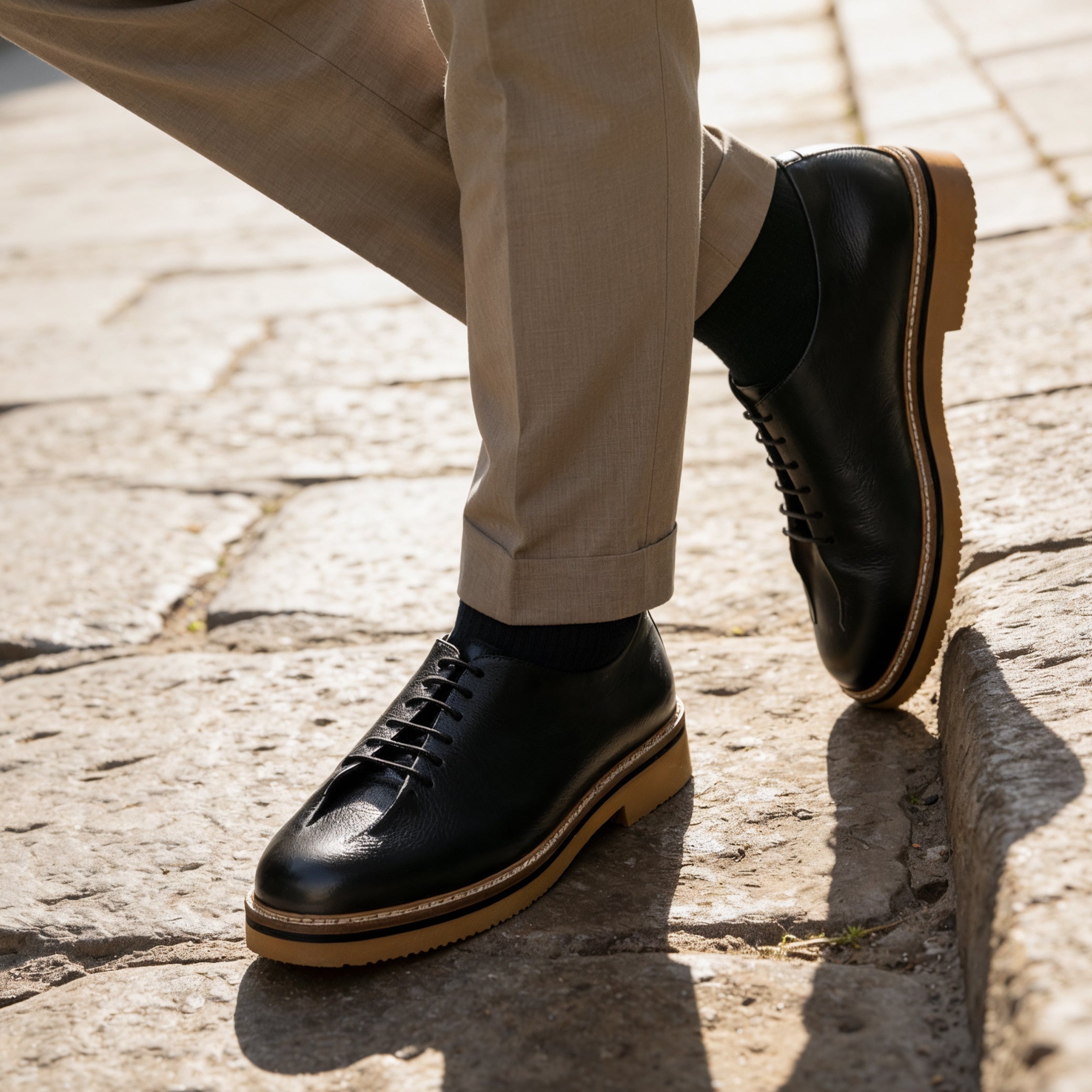 Black Leather Lace-Ups