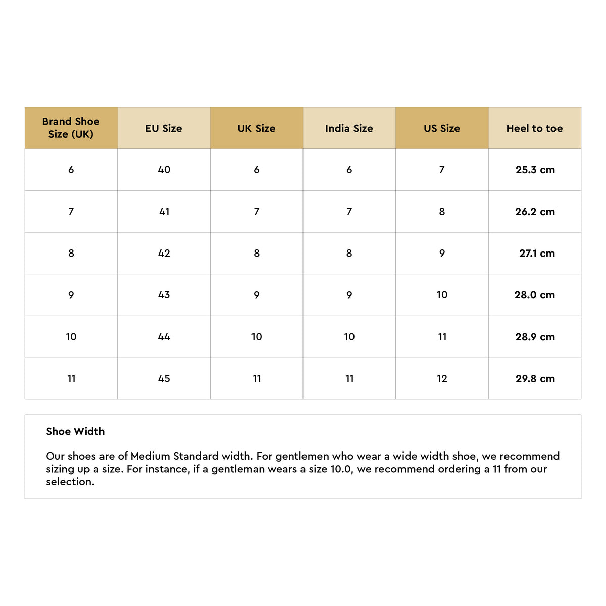 Size chart