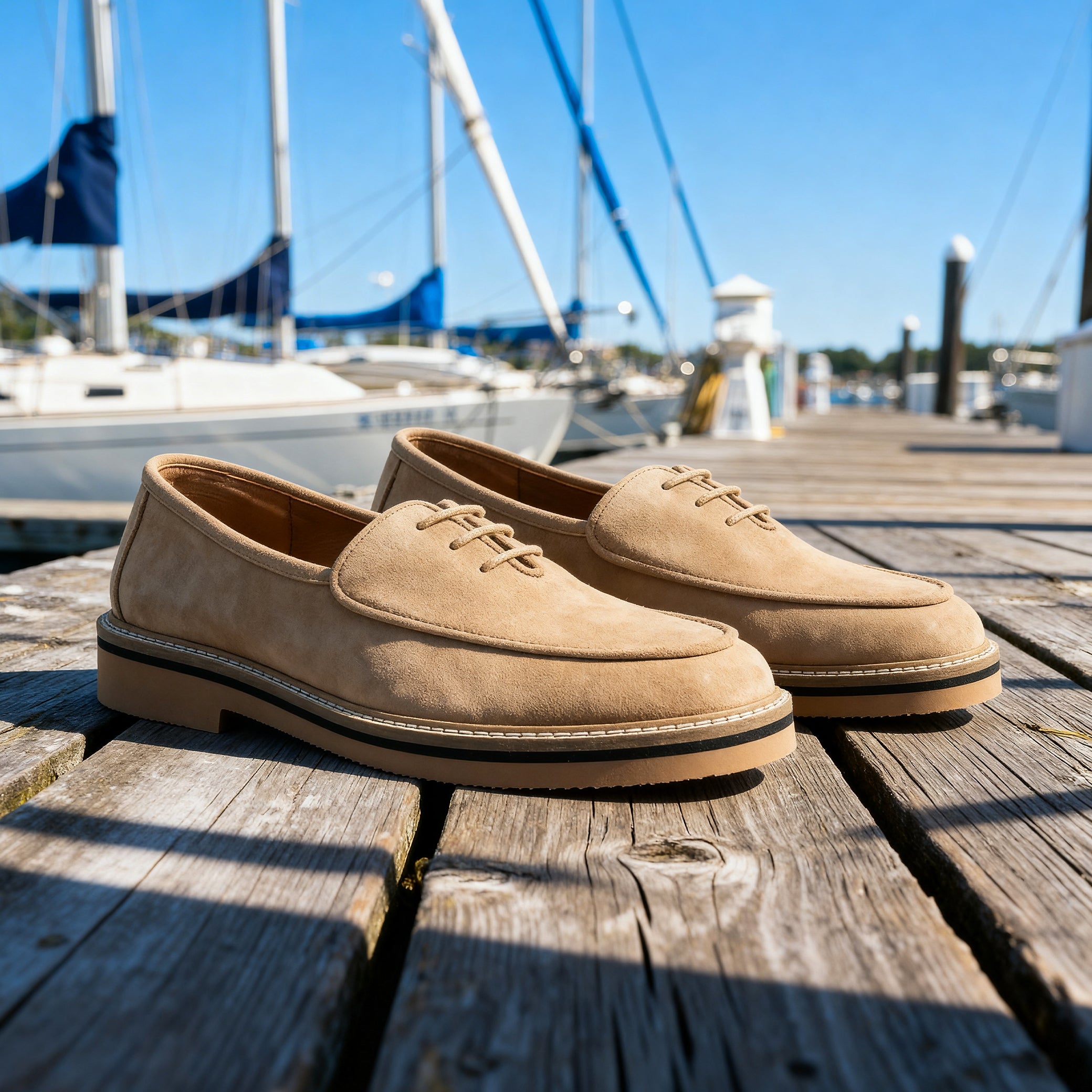 Beige Suede Lace-Up