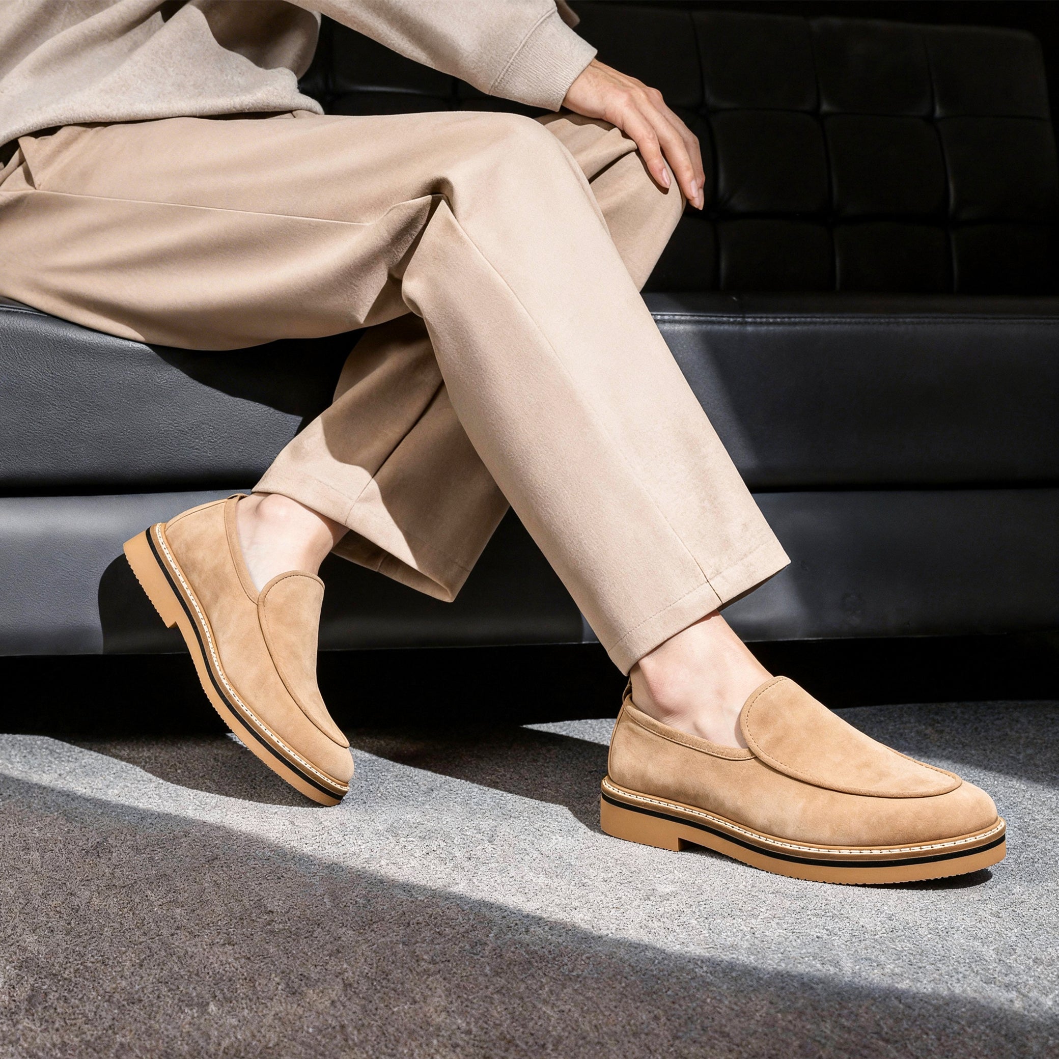 Beige Suede Slip-On
